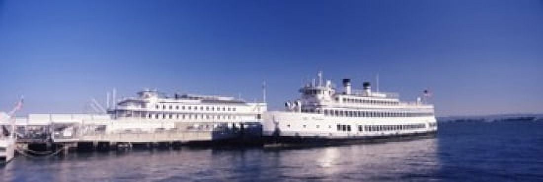 Ferries at dock San Francisco California USA Canvas Art - Panoramic Images (36 x 12)