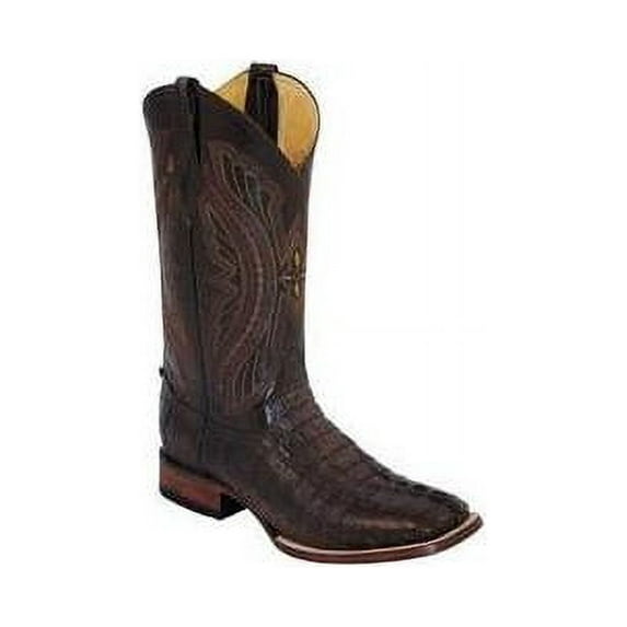 Ferrini 1049309120D Mens Caiman Head Square-Toe Boots Dark Chocolate, 12D