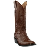 Ferrini Mens American Alligator Square Toe Western Cowboy Boots Mid Calf