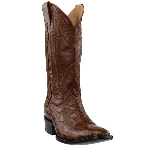 Ferrini Mens American Alligator Square Toe Western Cowboy Boots Mid Calf