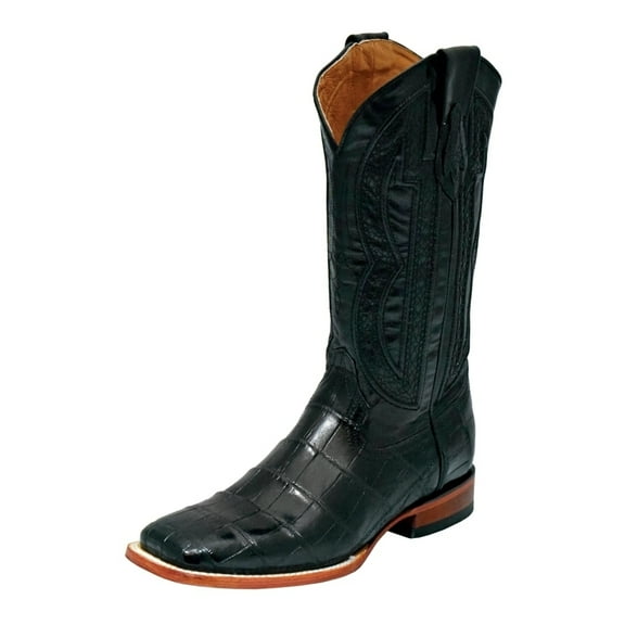 Ferrini Men's Genuine Alligator Belly Western Boot Broad Square Toe Black 9 D(M) US