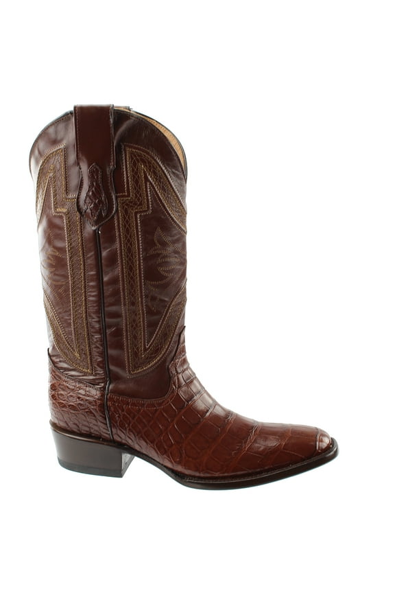 Men's Stallion Alligator Belly Exotic Western Boot Broad Square Toe Chocolate 10 D(M) US