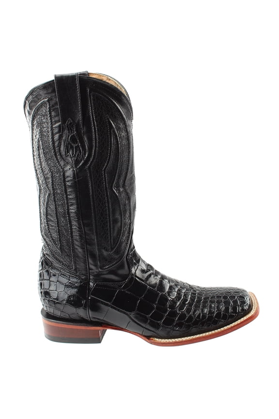 Men's Genuine Alligator Belly Western Boot Broad Square Toe Black 12 D(M) US