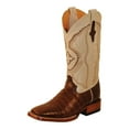 thumbnail image 1 of Ferrini  Mens Belly Caiman Chocolate Square Toe   Western Cowboy Boots   Mid Calf, 1 of 7