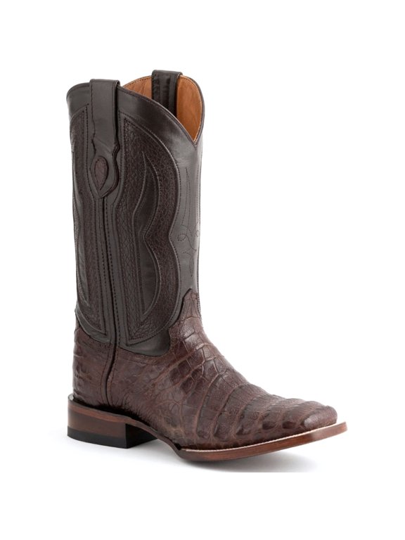 Men's Belly Caiman Dakota Toe Boots, Color: Chocolate, Size: 8-D