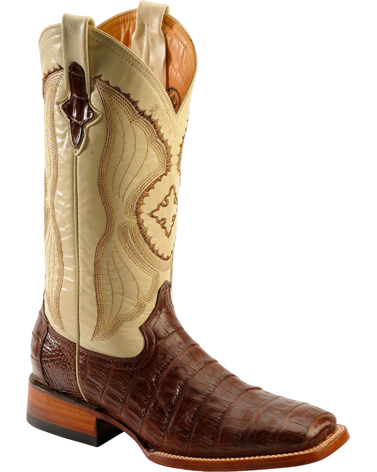 Ferrini  Mens Belly Caiman Chocolate Square Toe   Western Cowboy Boots   Mid Calf - image 1 of 7
