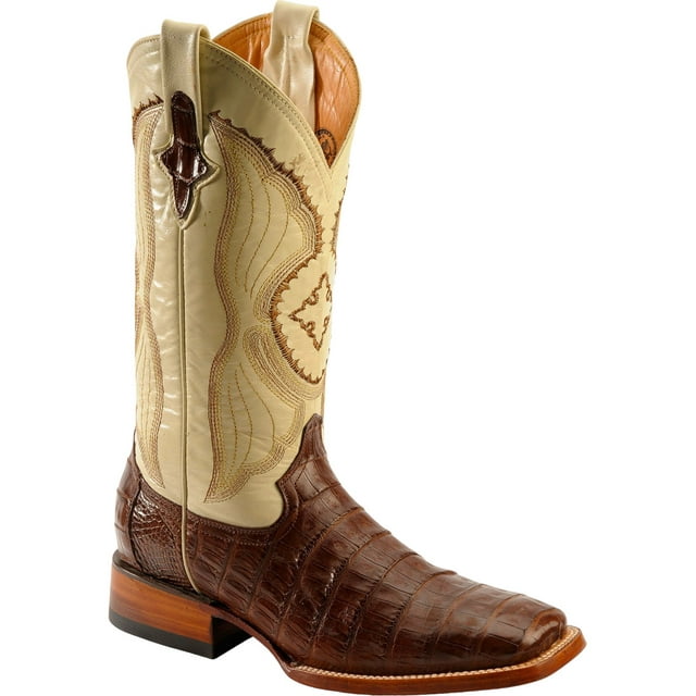 Ferrini  Mens Belly Caiman Chocolate Square Toe   Western Cowboy Boots   Mid Calf