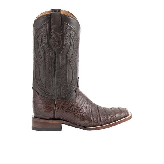 Ferrini Mens Belly Caiman Chocolate Square Toe Western Cowboy Boots Mid Calf