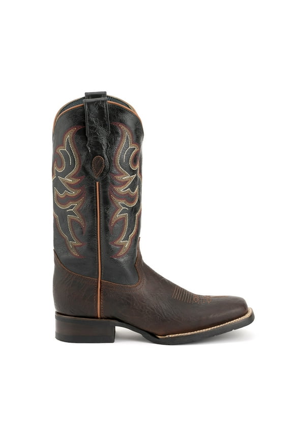 Mens Blaze Embroidered Square Toe Cowboy  Mid Calf Boots