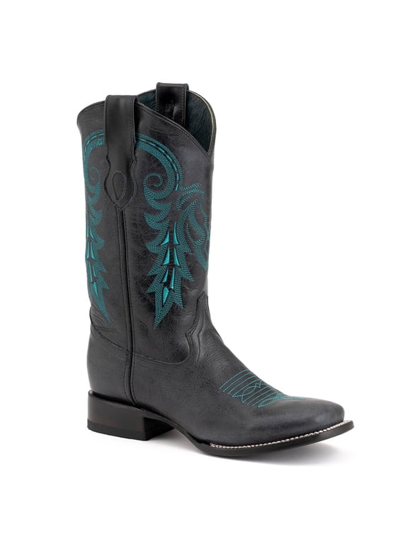 Men's Blaze Square Toe Western Boots, Color: Black, Size: 11.5