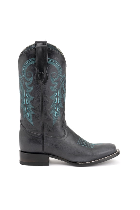 Mens Blaze Embroidered Square Toe Cowboy Mid Calf Boots