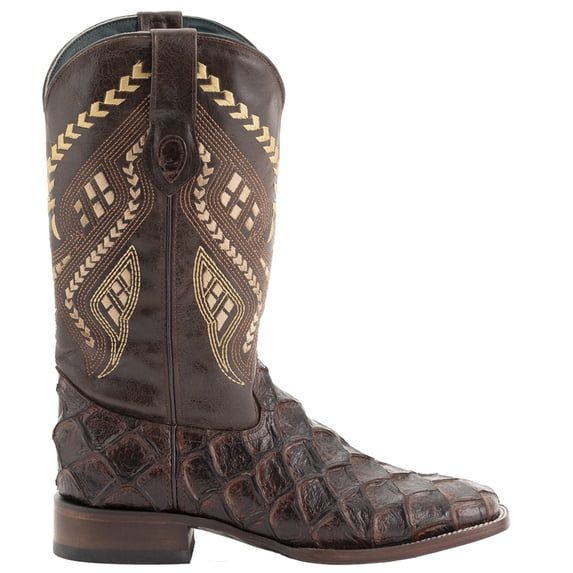 Ferrini Mens Bronco Pirarucu Square Toe Cowboy Mid Calf Boots