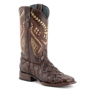 FERRINI Mens Bronco Square Toe Western Boots, Color Chocolate, Size 10.5-D