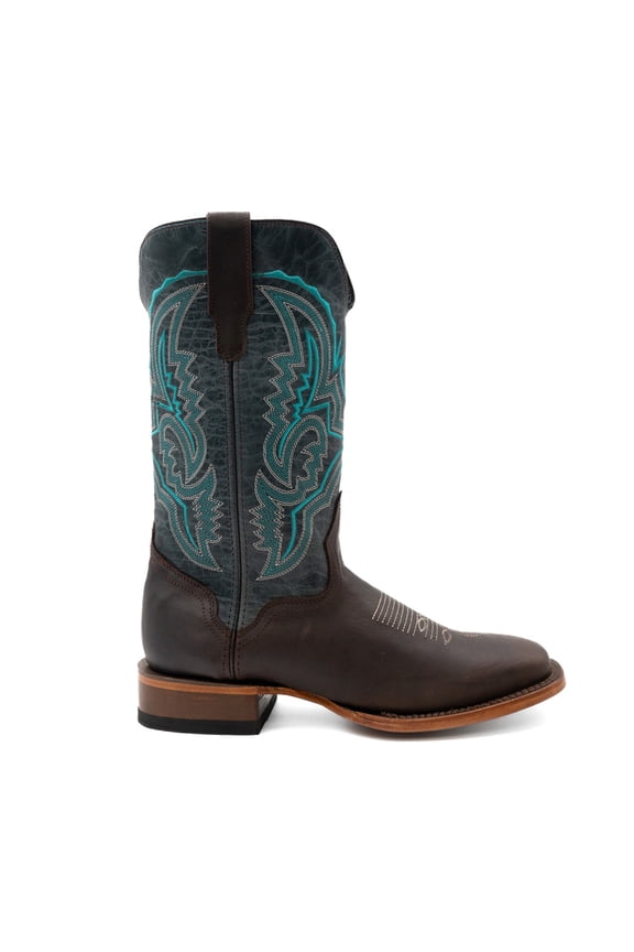 Mens Clint Embroidered Square Toe Pull On Cowboy  Mid Calf Boots