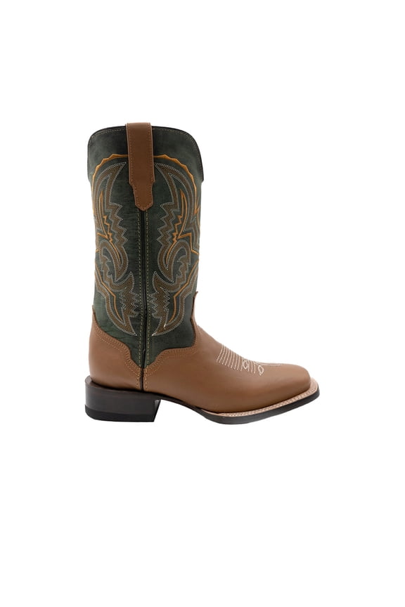 Mens Clint Embroidered Square Toe Cowboy Mid Calf Boots