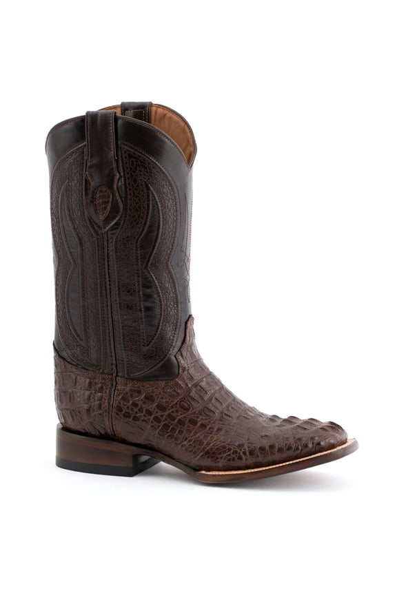 Men's Hornback Caiman Dakota Toe Boots, Color: Chocolate, Size: 5-EE (1049309105EE)