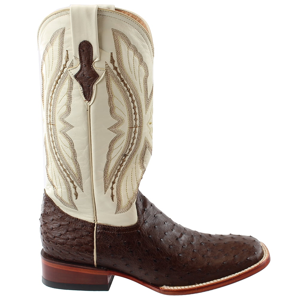 Ferrini Mens Full Quill Ostrich Square-Toe Black Boots 10D  display picture 1