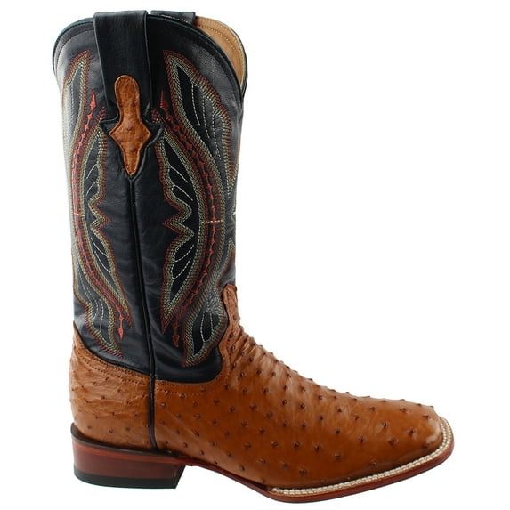 Ferrini Mens Full Quill Ostrich Square Toe Cowboy Mid Calf Dress Boots