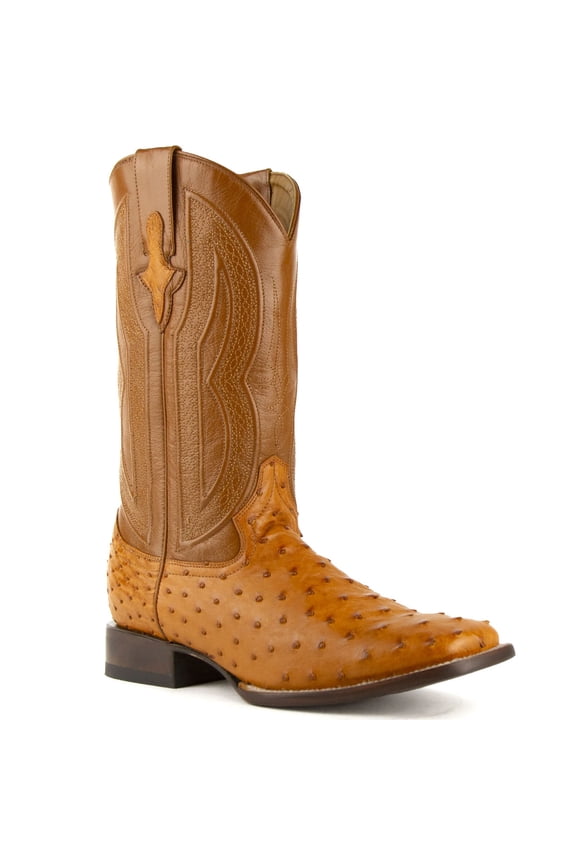 Men's Colt Full Quill Ostrich S-Toe Boots, Color: Cognac, Size: 10.5-D (1019302105D)