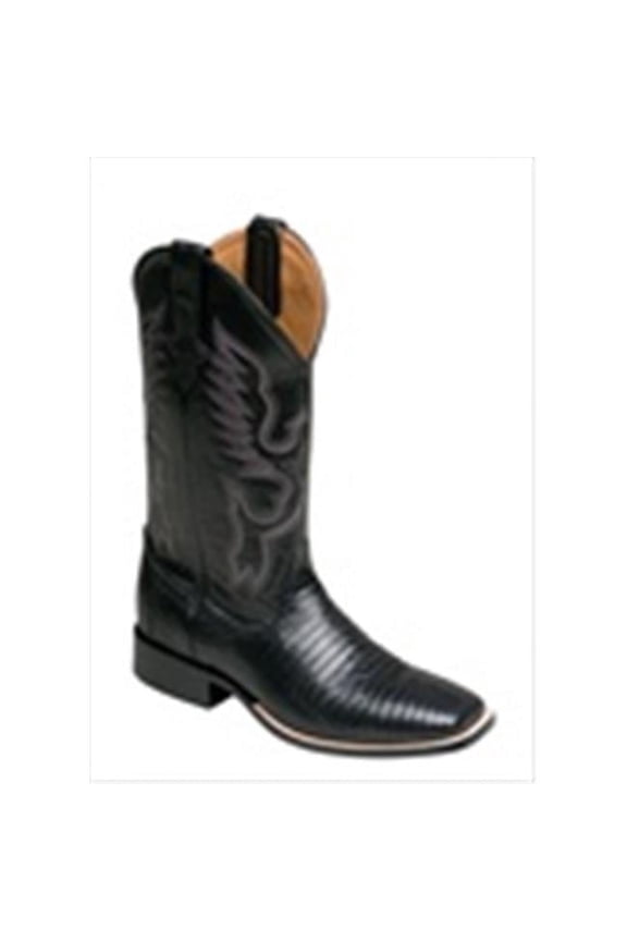 Mens Genuine Teju Lizard Square Toe Boots - Black - 13D