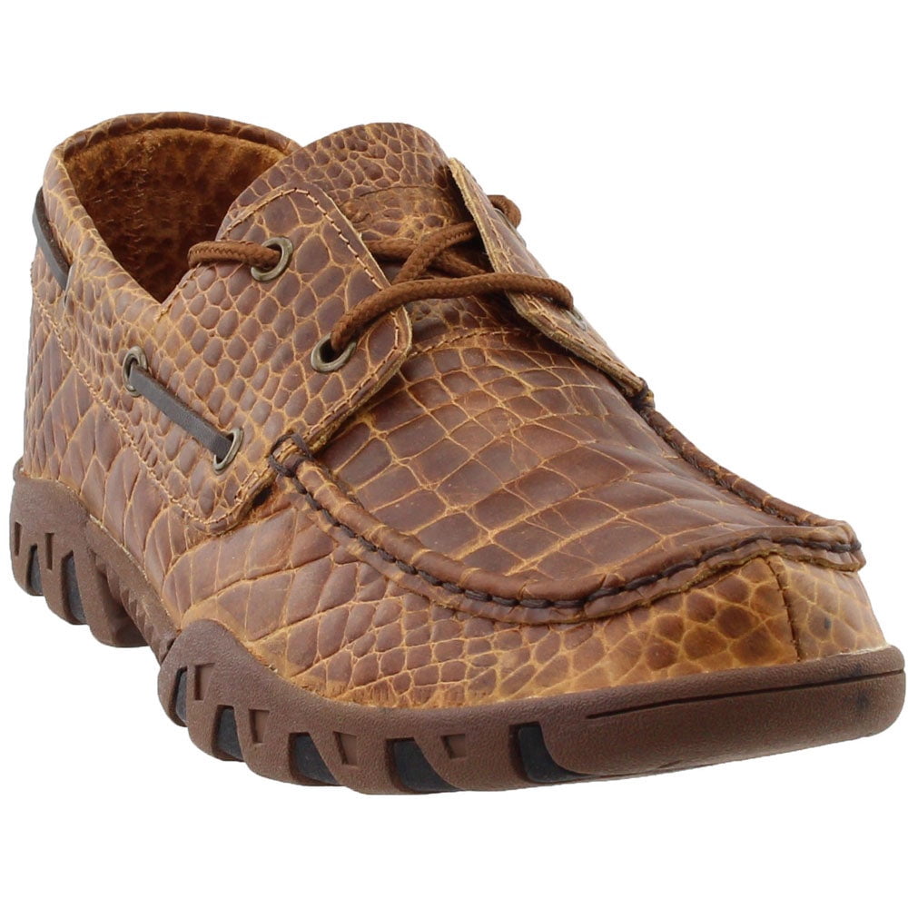 Ferrini Mens Honey Crocodile Printed Boat Casual Shoes  display picture 2