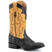 FERRINI Men's Nash Ostrich Leg R-Toe Black Boots, Size: 11.5 (1141104115D)