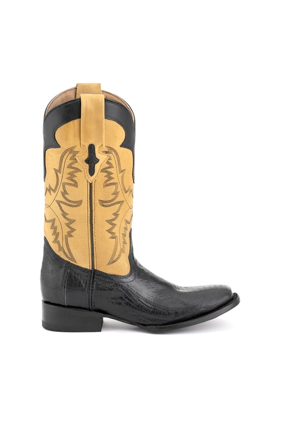 Men's Nash Exotic Ostrich Leg Western Boot Square Toe Black 8 D(M) US