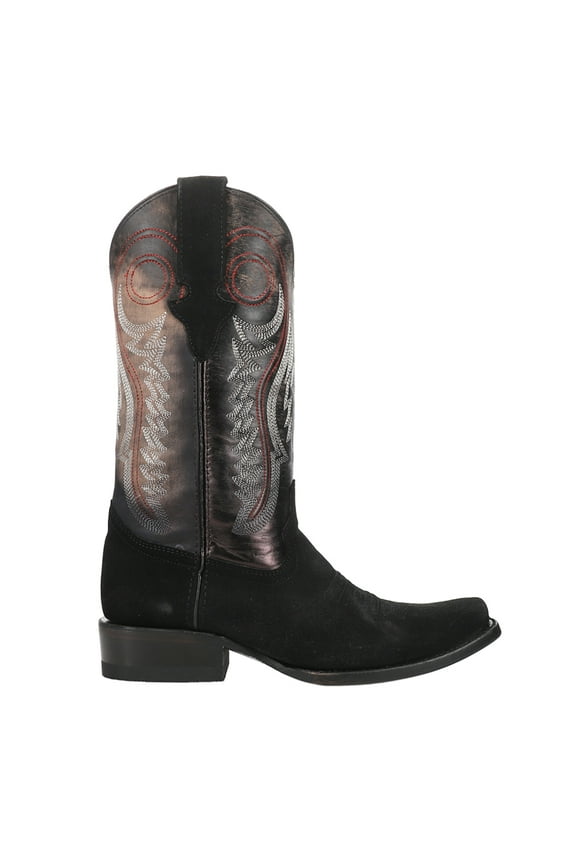 Mens Roughrider Embroidered Narrow Square Toe Cowboy Mid Calf Boot