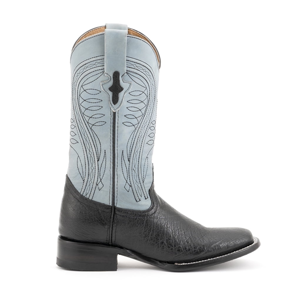 Ferrini mens cowboy Quail Ostrich Exotic Genuine Leather black square toe Boots Ferrini Men main image 2