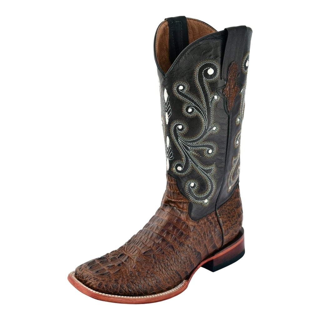 Ferrini Mens Stampede Caimen print, Embroidered Square Toe Western