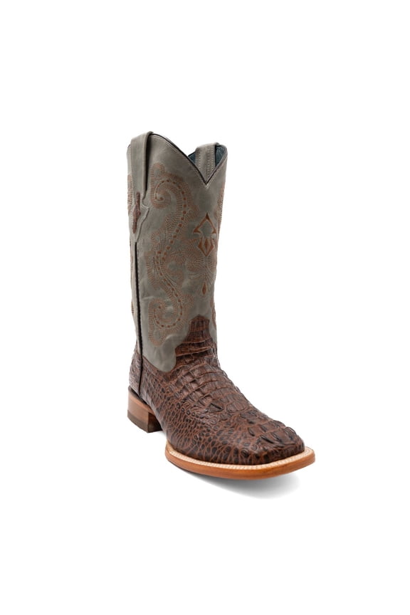 Men's Caiman Croc Print Square Toe Boots, Color: Sport Rust, Size: 9.5-D