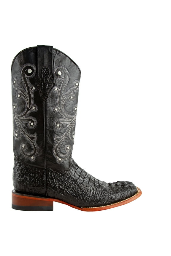Mens Stampede Croco Print Square Toe Cowboy Mid Calf Boots