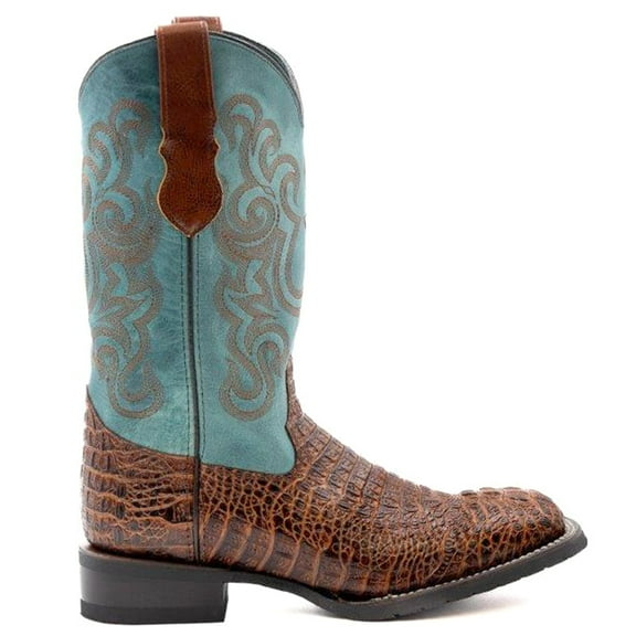 Ferrini Mens Stampede Croco Print Square Toe Cowboy  Mid Calf Boots