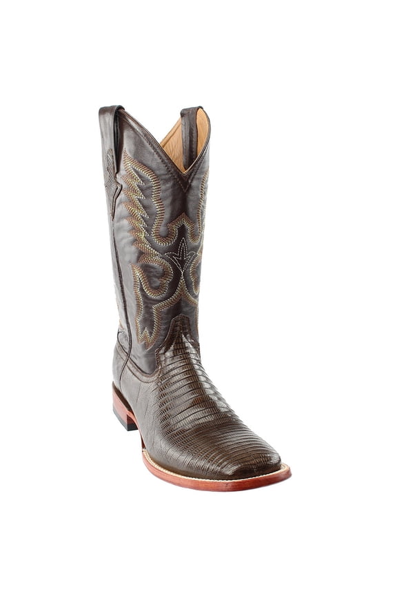 Mens Teju Lizard Square Toe Western Cowboy Boots Mid Calf