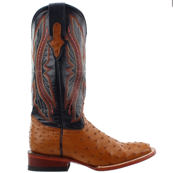 Ferrini Quill Ostrich Square Toe Womens Western Cowboy Boots Mid Calf Low Heel 1-2" - Brown
