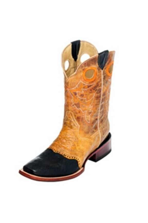 Western Boots Mens Exotic Lizard Square 11 D Saddle Black RL3