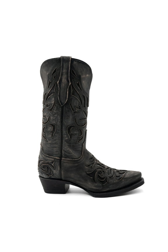 Womens Sasha Glitter Inlay Snip Toe Pull On Cowboy Mid Calf Boots