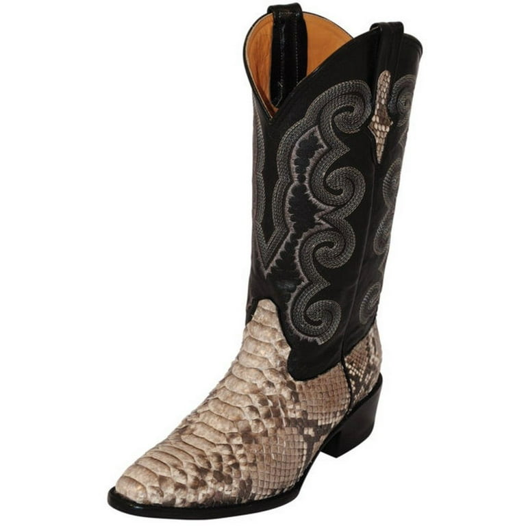 Ferrini Western Boots Men Cowboy Python Leather Natural Black 10611 05