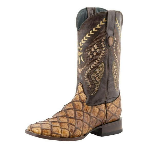 Ferrini Western Boots Mens Bronco Pirarucu Print 9.5 EE Cigar 43393-61