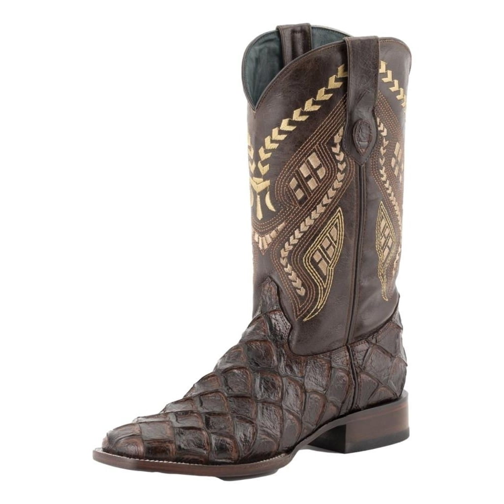 Ferrini Western Boots Mens Bronco Pirarucu Print Chocolate 43393-09 ...
