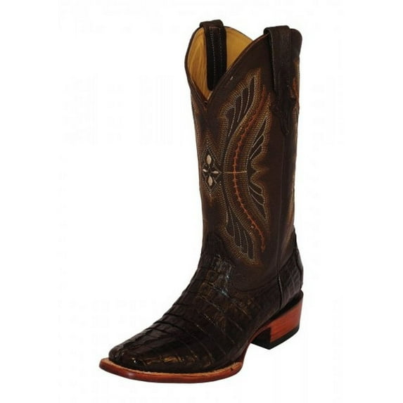 Ferrini Western Boots Mens Cowboy Caiman Tail D Toe Black 10371-09