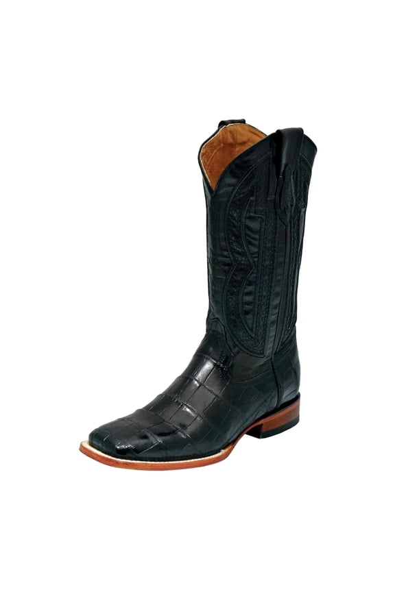 Western Boots Mens Gator Belly Exotic Square Black 10793-04