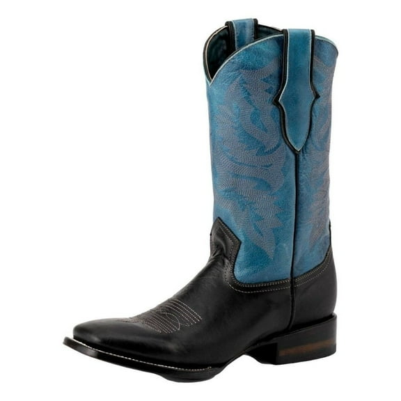 Ferrini Western Boots Mens Gunner 12" Square Toe Black Blue 12193-04