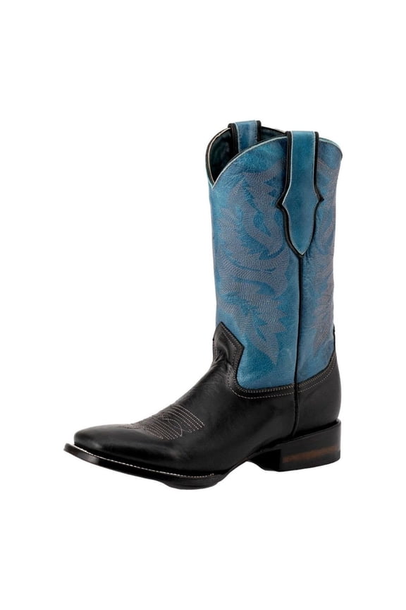 Western Boots Mens Gunner 12" Square Toe Black Blue 12193-04