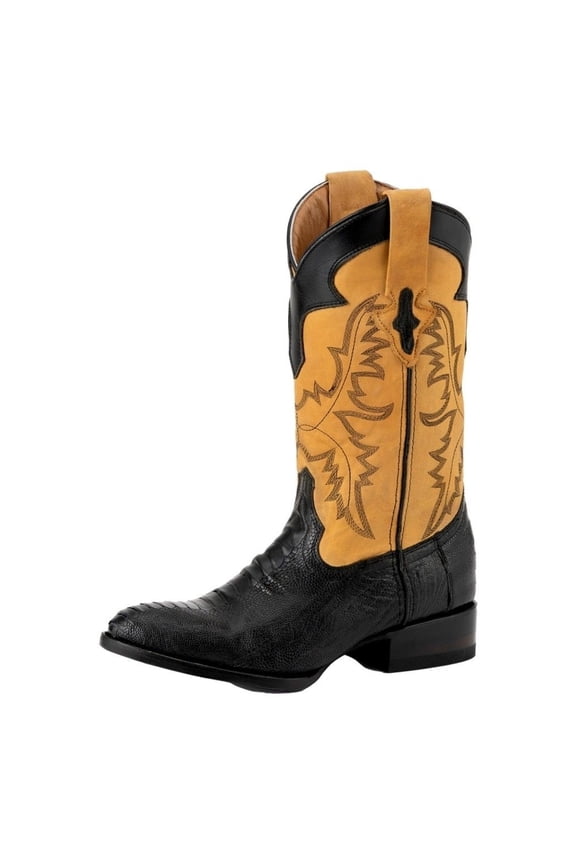 Western Boots Mens Nash Ostrich Leg Round Toe Black 11411-04