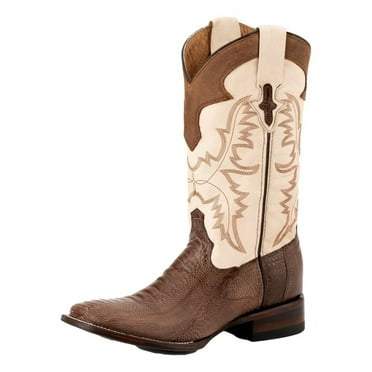 Ferrini Western Boots Mens Nash Ostrich Leg Square Toe Brown 11493-10