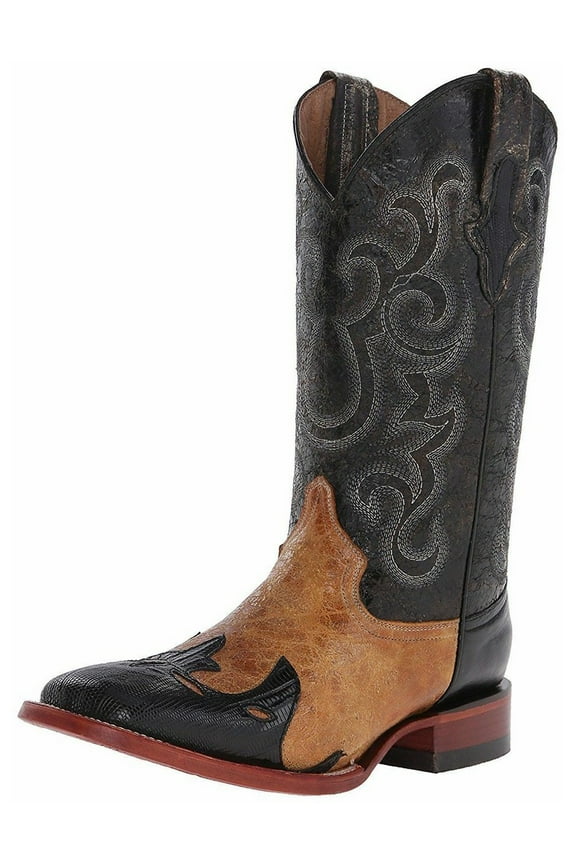 Western Boots Womens Lizard Block S Toe 8.5 B Chocolate RL2