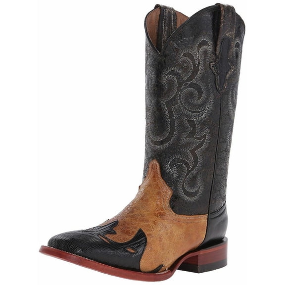 Ferrini Western Boots Womens Lizard Block S Toe 9.5 B Chocolate RL2