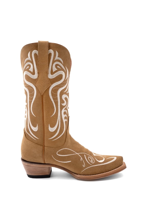 Womens Belle Embroidered Snip Toe Cowboy Mid Calf Boots