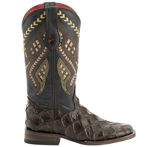 Ferrini Womens Bronco Pirarucu Print Embroidered Square Toe Cowboy  Mid Cal